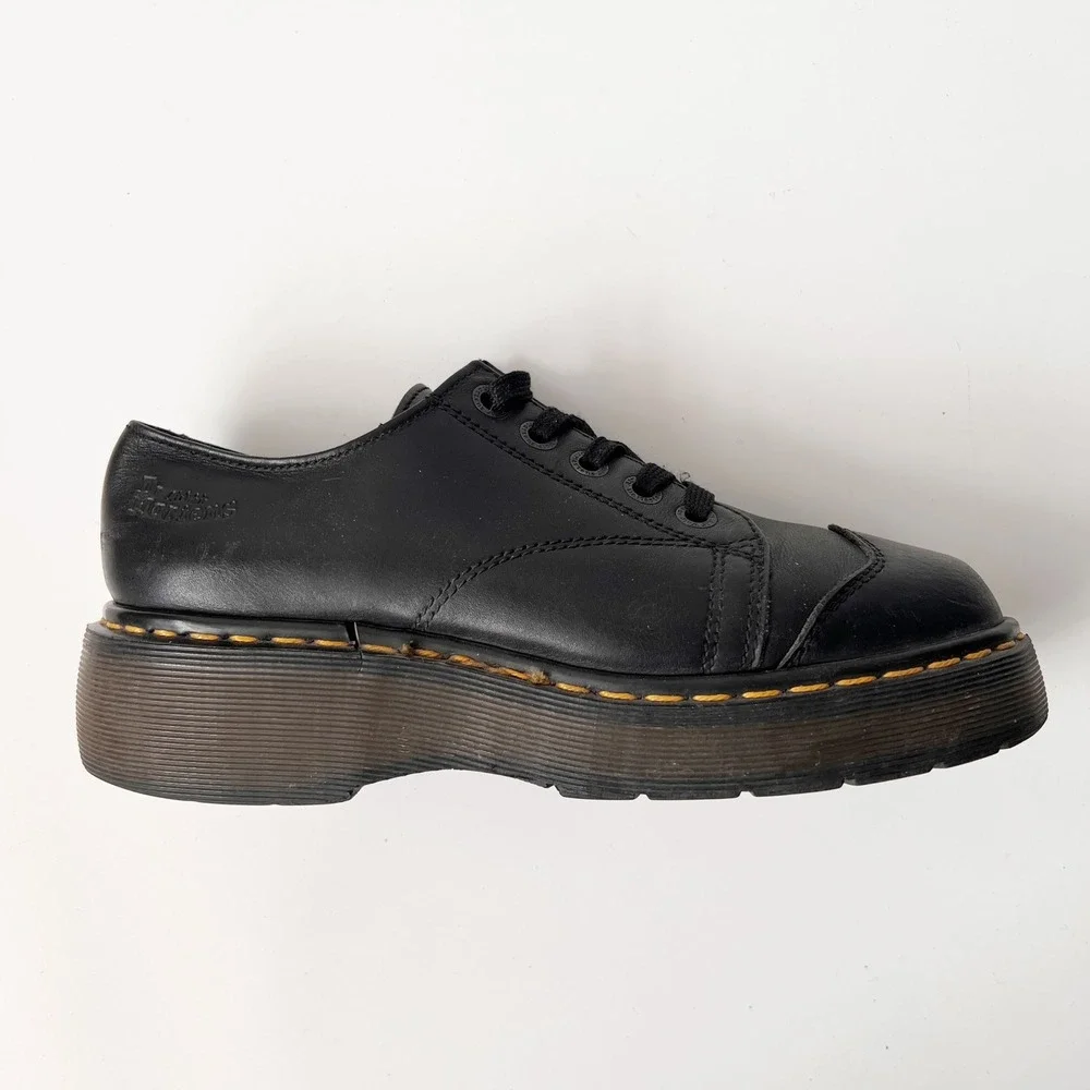 Vintage Dr. Martens Platform Oxfords Brown Leather Chunky Mary Jane Boots Size 9